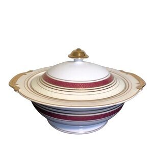 Hand Painted Fine China Soup Tureen with Lid Grannycore Cottagecore Kitchen
